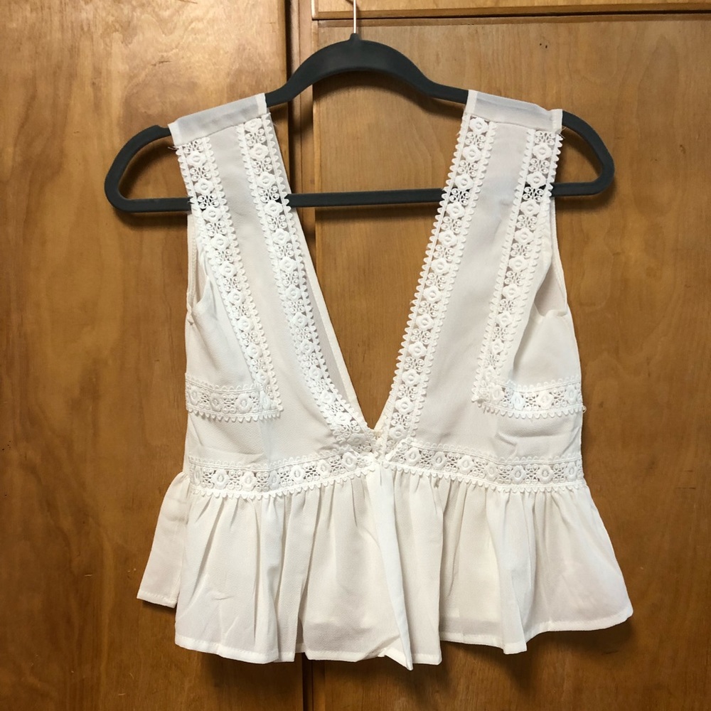 Dressy White Deep V Tank